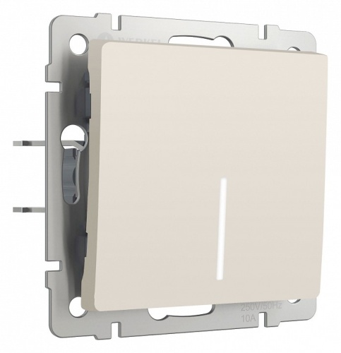 Выключатель проходной одноклавишный с подсветкой без рамки Werkel айвори матовый W1112162 в Нижнем Новгороде