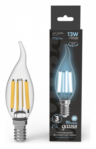 Лампа светодиодная Gauss Filament E14 13Вт 4100K 104801213 в Нижнем Новгороде фото 5