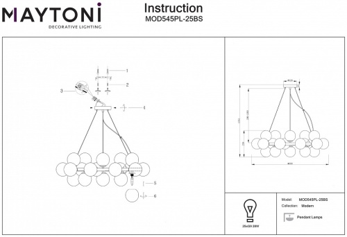 Подвесная люстра Maytoni Dallas MOD545PL-25BS в Качканаре фото 2