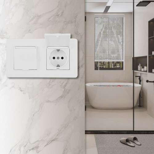 Розетка с заземлением и шторкой, с крышкой Arte Milano SET16-2 SET16-2-41-1x2 white в Нижнем Новгороде фото 2