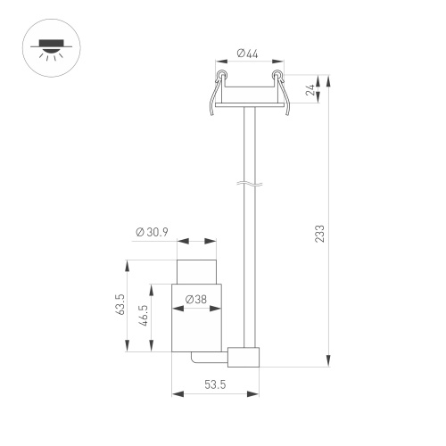 Светильник ART-NEMO-BUILT-ZOOM-L205-R38-5W Day4000 (BK, 10-55 deg, 24V) (Arlight, IP20 Металл, 5 лет) в Чебоксарах фото 2