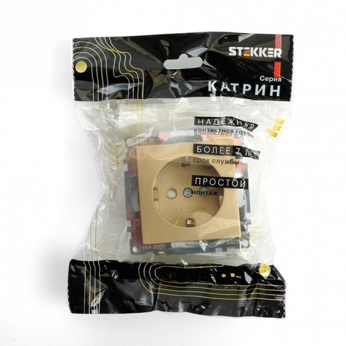 Розетка с заземлением и со шторкой, без рамки Stekker Катрин 49224 в Нижнем Новгороде фото 5