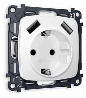 Розетка с заземлением и 2хUSB type A, без рамки Ambrella Volt OMEGA MO109010 в Нижнем Новгороде