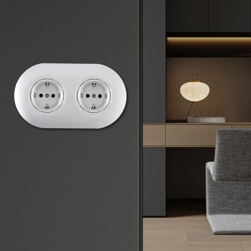 Розетка с заземлением и со шторкой Arte Milano SET08-2 SET08-2-40-1x2 silver в Нижнем Новгороде фото 2