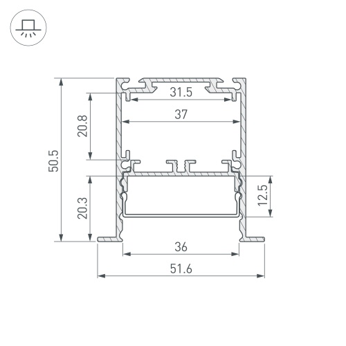 Профиль SL-LINIA52-3L-F-2000 ANOD (Arlight, Алюминий) в Ревде фото 6