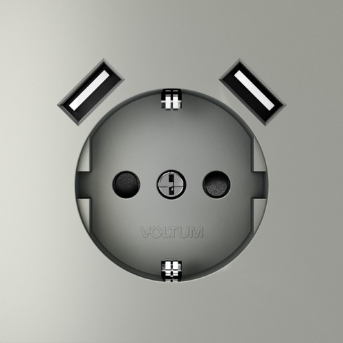 Розетка с заземлением и со шторкой и 2хUSB type A, без рамки Voltum S70 VLS040405 в Нижнем Новгороде фото 4