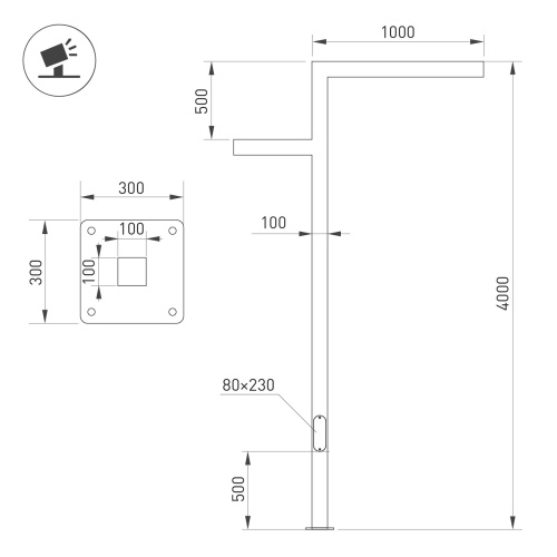 Опора OXOR-STER-Z-1600x100x100-L4000-70W Warm3000 (BK, 230V) IP65 (Arlight, Сталь) в Орлове фото 2