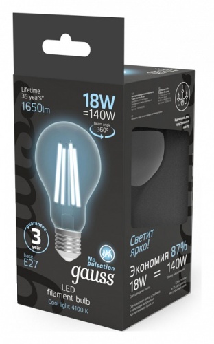 Лампа светодиодная Gauss Filament E27 18Вт 4100K 102902218 в Нижнем Новгороде фото 3