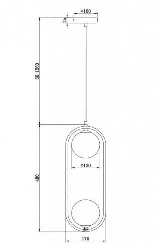 Подвесной светильник Maytoni Ring MOD013PL-02B в Звенигороде фото 2