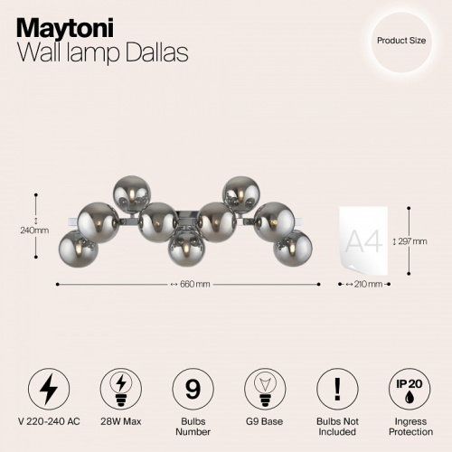 Светильник на штанге Maytoni Dallas MOD547WL-09CH в Йошкар-Оле фото 4