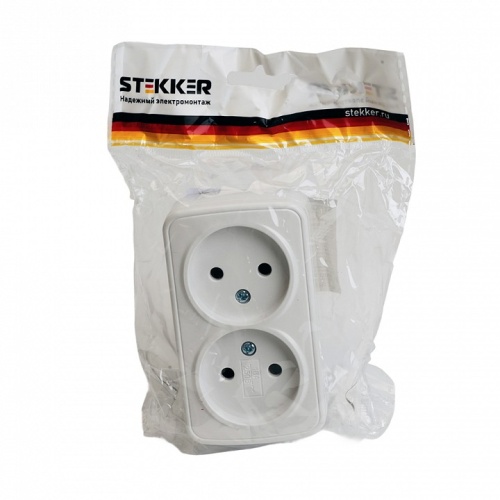 Розетка двойная без заземления Stekker Basic 50075 в Нижнем Новгороде фото 2