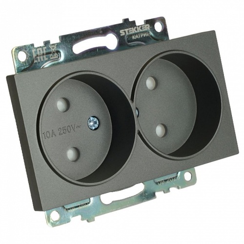 Розетка двойная без заземления и со шторкой, без рамки Stekker Катрин 49421 в Нижнем Новгороде фото 4