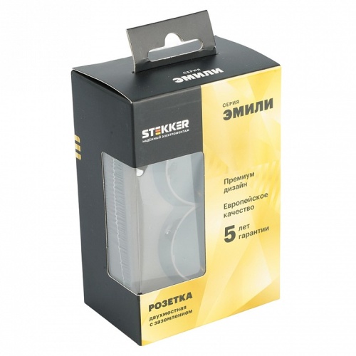 Розетка двойная с заземлением и со шторкой Stekker Эмили 49934 в Нижнем Новгороде фото 4