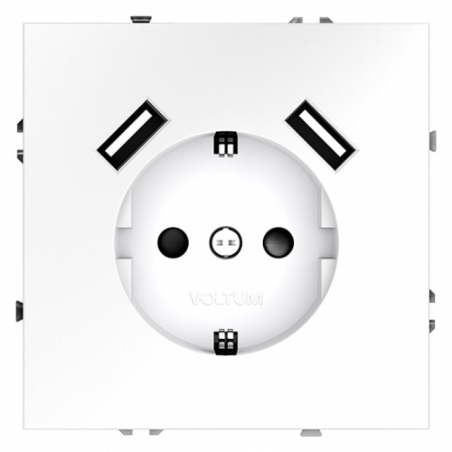 Розетка с заземлением и со шторкой и 2хUSB type A, без рамки Voltum S70 VLS040402 в Нижнем Новгороде фото 5