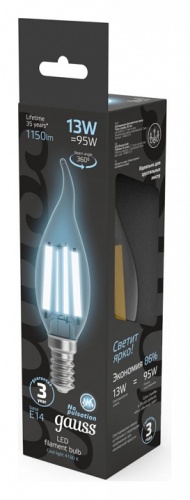 Лампа светодиодная Gauss Filament E14 13Вт 4100K 104801213 в Нижнем Новгороде фото 3