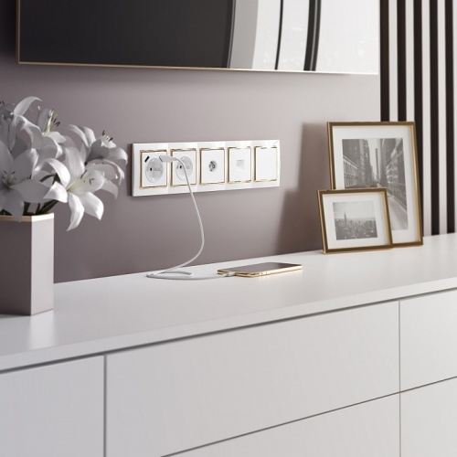 Розетка с заземлением и со шторками и 2хUSB, без рамки Werkel белый W1171501 в Нижнем Новгороде фото 13