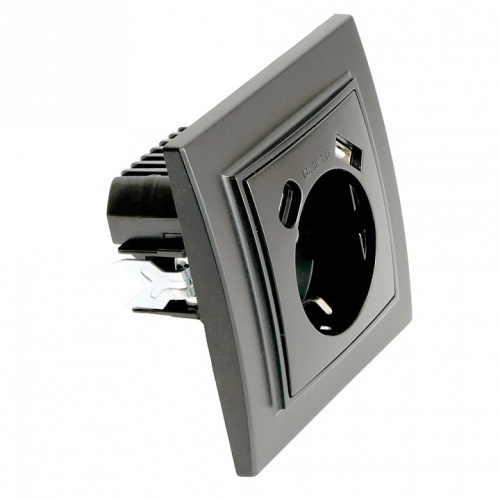 Розетка с заземлением и 2хUSB type A и C, без рамки Stekker Эрна 50078 в Нижнем Новгороде фото 8