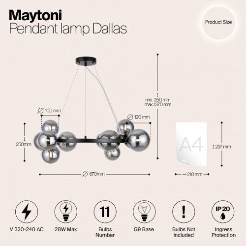 Подвесная люстра Maytoni Dallas MOD545PL-11B в Новороссийске фото 9