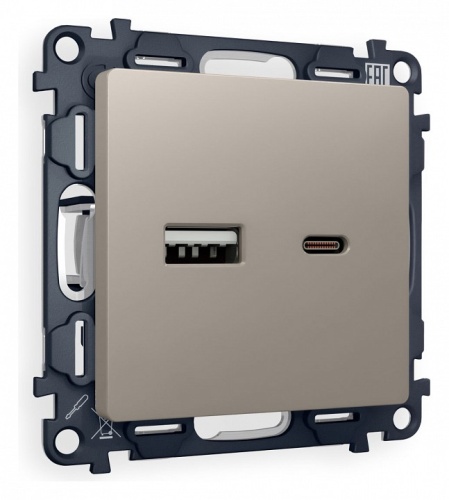 Розетка 2хUSB type A и C без рамки Ambrella Volt ALFA MA371010 в Нижнем Новгороде