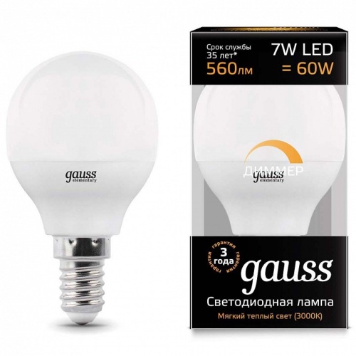 Лампа светодиодная Gauss 1051 E14 7Вт 3000K 105101107-D в Нижнем Новгороде фото 3