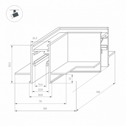Соединитель угловой L-образный для треков встраиваемых Arlight MAG-ORIENT 033639 в Нижнем Новгороде фото 2