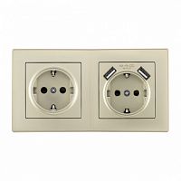 Розетка с заземлением и со шторкой и 2хUSB Arte Milano SET06-2 SET06-2-47-1-40-1 shampan в Нижнем Новгороде