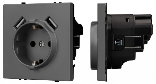 Розетка с заземлением и со шторкой и 2хUSB type A, без рамки Arlight NOBE 054291(1) в Нижнем Новгороде