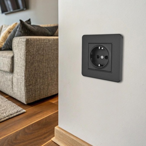 Розетка с заземлением и со шторкой Arte Milano SET16-1 SET16-1-40-1 black в Нижнем Новгороде фото 2