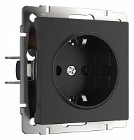Розетка с заземлением и со шторками, без рамки Werkel черный матовый W1171108 в Нижнем Новгороде