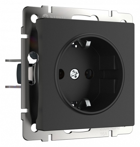 Розетка с заземлением и со шторками, без рамки Werkel черный матовый W1171108 в Нижнем Новгороде
