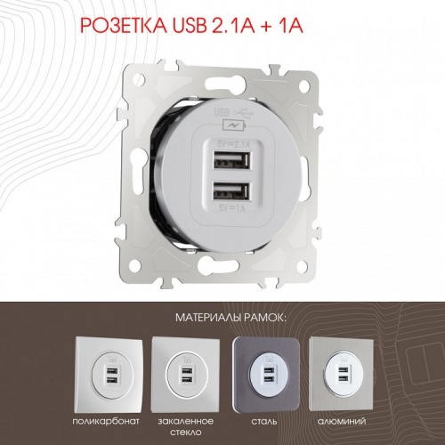 Розетка USB, без рамки Arte Milano am-202 202.46-1.silver в Нижнем Новгороде фото 7