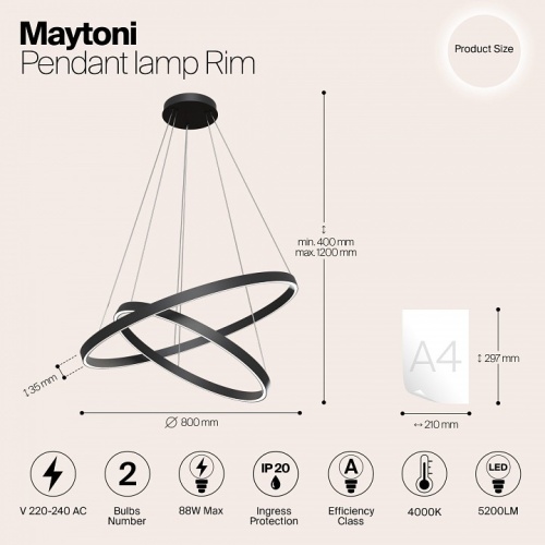 Подвесной светильник Maytoni Rim MOD058PL-L74B4K в Симе фото 6