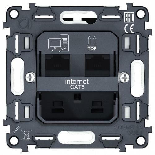 Механизм розетки телефонной RJ-11 со шторкам Ambrella Volt QUANT VM189 в Нижнем Новгороде