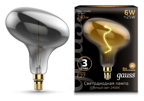 Лампа светодиодная Gauss LED Vintage Filament Flexible E27 6Вт 2400K 165802008 в Нижнем Новгороде