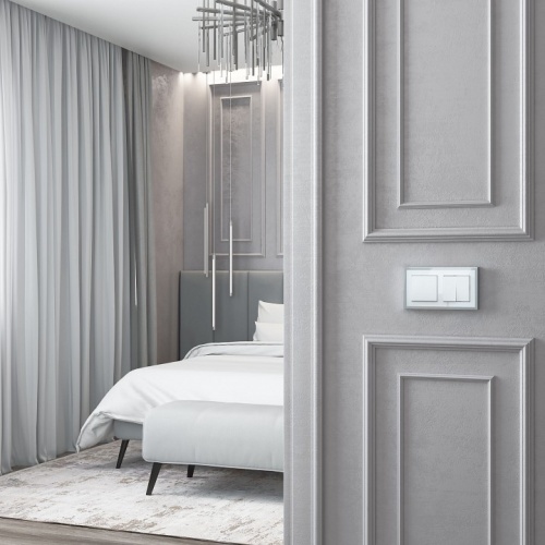 Рамка на 2 поста Werkel Baguette белый/серебро W0022850 в Нижнем Новгороде фото 2