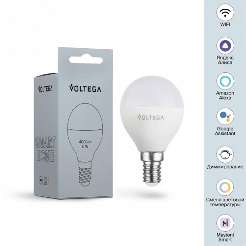 Лампа светодиодная с управлением через Wi-Fi Voltega Wi-Fi bulbs E14 5Вт 2700-6500K 2428 в Муроме фото 2