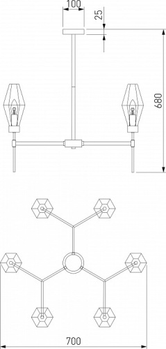 Люстра на штанге Eurosvet Prism 60143/6 хром в Сельцо фото 2