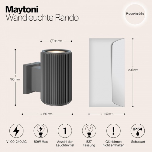 Светильник на штанге Maytoni Rando O419WL-01GR в Белово фото 3