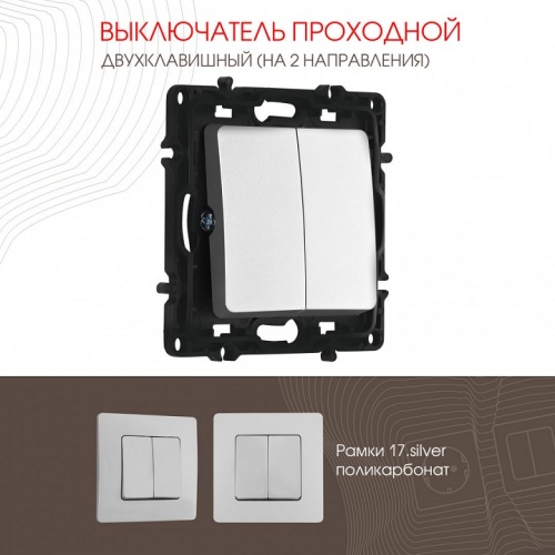 Выключатель проходной двухклавишный без рамки Arte Milano 217 217.32-2.silver в Нижнем Новгороде фото 4