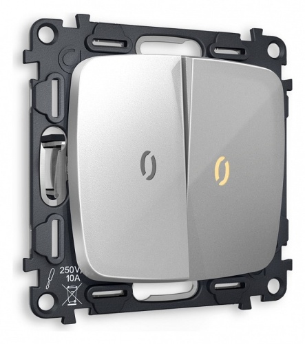 Выключатель проходной двухклавишный с подсветкой без рамки Ambrella Volt OMEGA MO404030 в Нижнем Новгороде