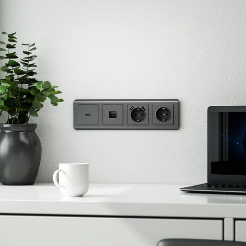 Накладка для розетки HDMI Werkel графит рифленый W1196004 в Нижнем Новгороде фото 2