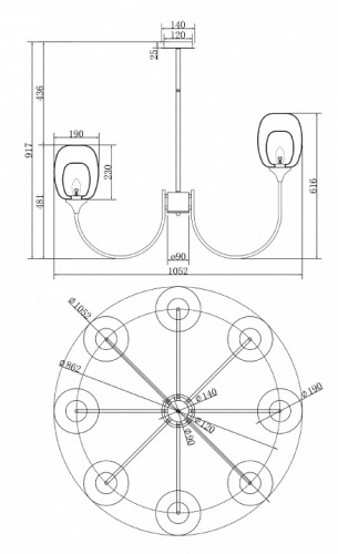 Люстра на штанге Maytoni Aura MOD016PL-08BS в Тольятти фото 4