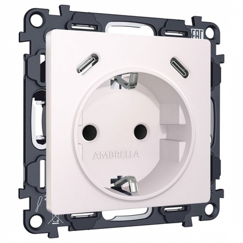 Розетка с заземлением и 2хUSB type C, без рамки Ambrella Volt ALFA MA210510 в Нижнем Новгороде