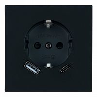 Розетка с заземлением и со шторкой и 2хUSB type A и C, без рамки Stekker Мия 50452 в Нижнем Новгороде