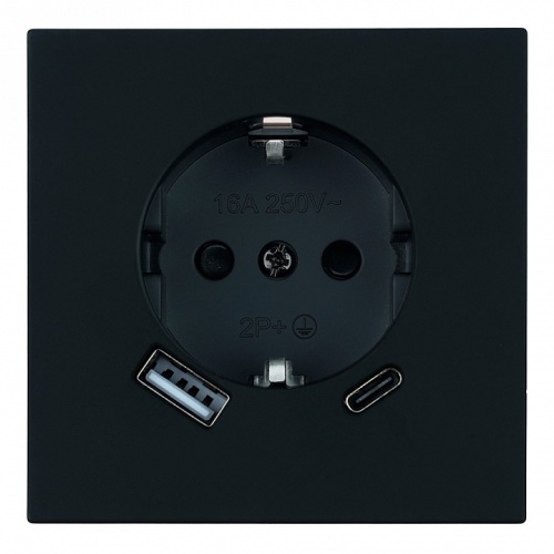 Розетка с заземлением и со шторкой и 2хUSB type A и C, без рамки Stekker Мия 50452 в Нижнем Новгороде