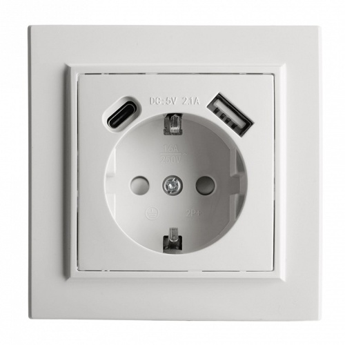 Розетка с заземлением и 2хUSB type A и C Stekker Эрна 50076 в Нижнем Новгороде фото 8