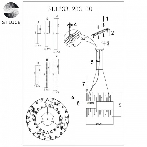 Подвесной светильник ST-Luce Olvera SL1633.203.08 в Мегионе фото 2