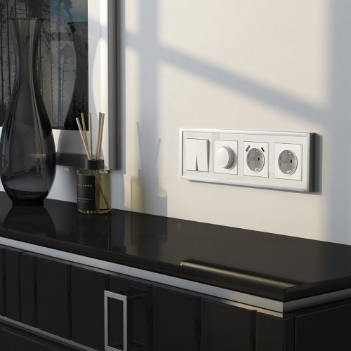 Рамка на 4 поста Werkel Baguette (белый/серебро) W0042850 в Нижнем Новгороде фото 4