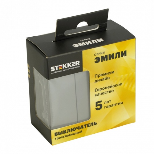 Выключатель трехклавишный без рамки Stekker Эмили 49948 в Нижнем Новгороде фото 4