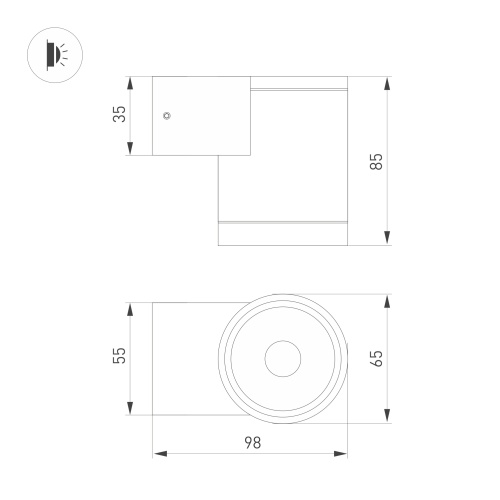 Светильник LGD-RAY-WALL-R65-9W Warm3000 (GR, 23 deg, 230V) (Arlight, IP65 Металл, 3 года) в Нижнем Новгороде фото 2